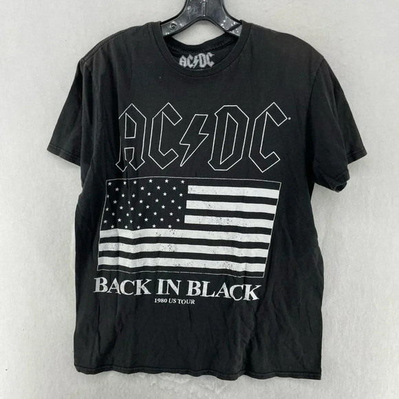 acdc Tops - ACDC T-Shirt Women's Sz M Black ACDC Back In Black 1980 US Tour Crew Neck